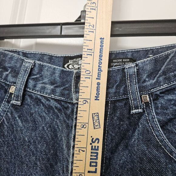 VTG Crest Jeans Junior 15/16 (32x29) Blue Silver Metallic Horse Bootcut Mid-Rise - Picture 6 of 13